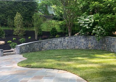 Hardscaping project ellicott city stone wall and walkway